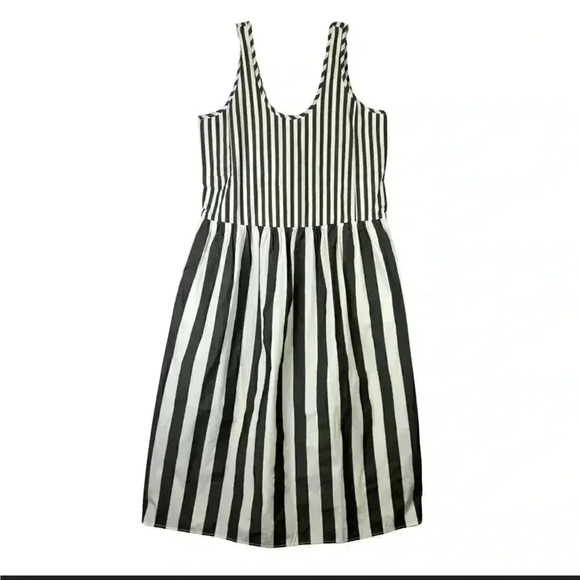 Everlane The Poplin Summer Dress Black and Bone Size XL. Pockets Stripes. - Picture 2 of 9
